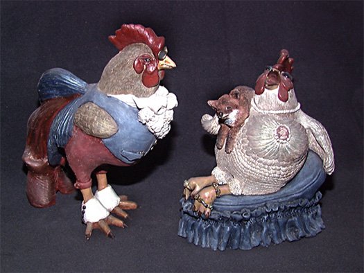 *Chickens* Sculptures ... "The COLONEL and FOXIE ROXIE"